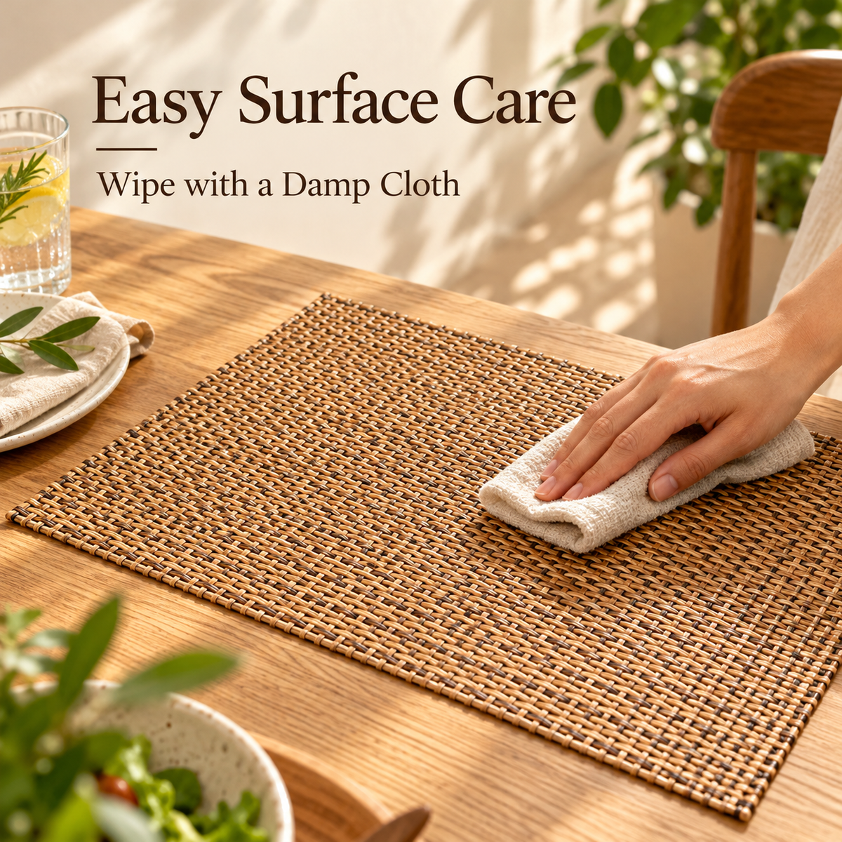 Bamboo-Inspired Woven Vinyl Placemats