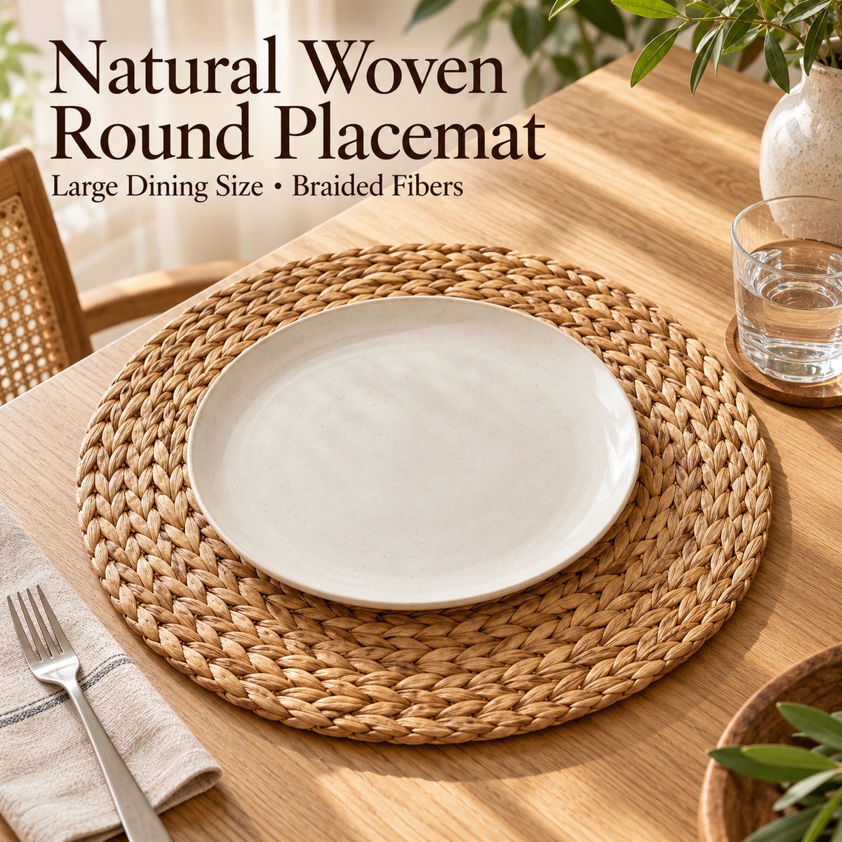 Natural Braided Round Dining Placemat