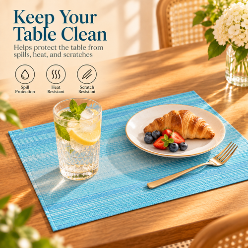 Blue Textured Woven Placemats