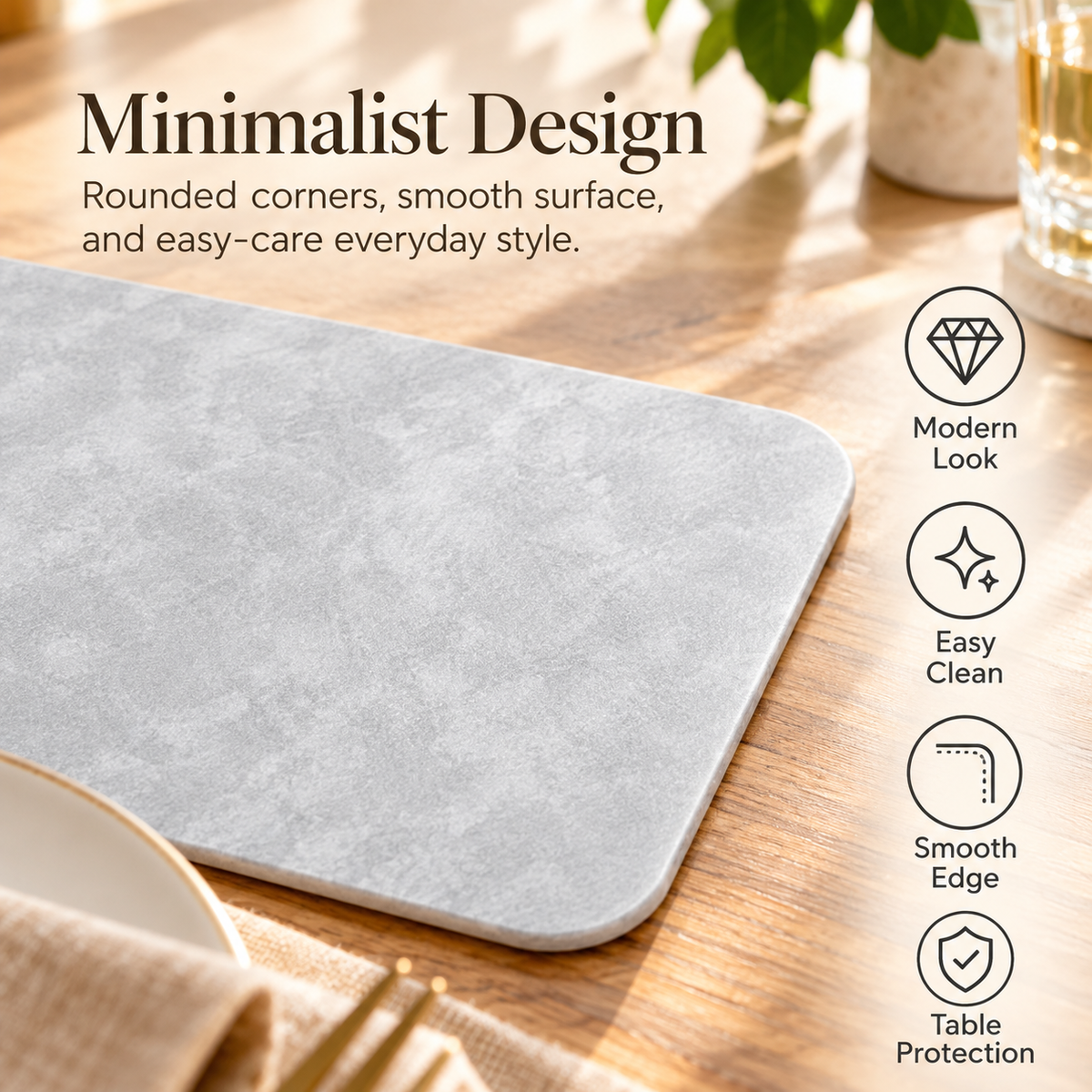 Light Gray Stone-Texture Dining Placemat