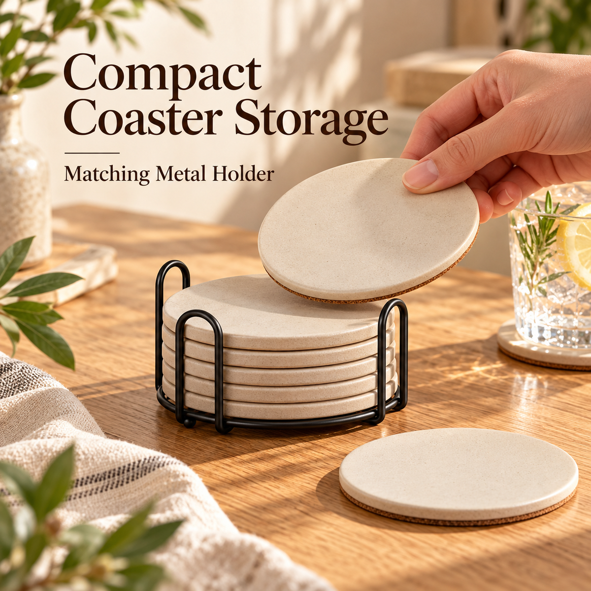 Beige Ceramic Coasters