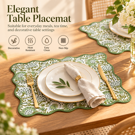 Reversible Floral Scalloped Dining Placemat