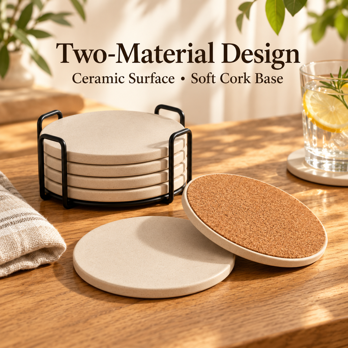 Beige Ceramic Coasters
