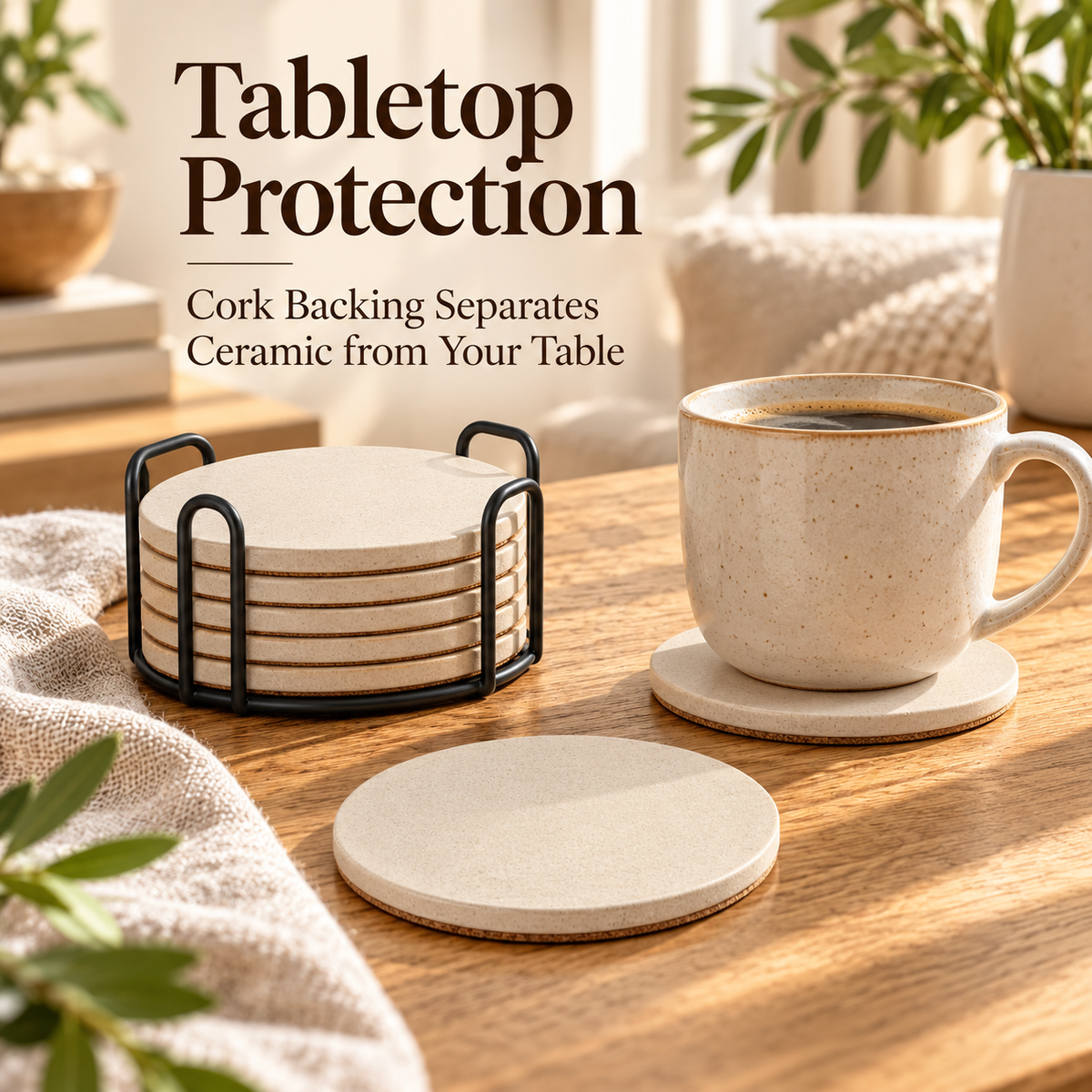 Beige Ceramic Coasters
