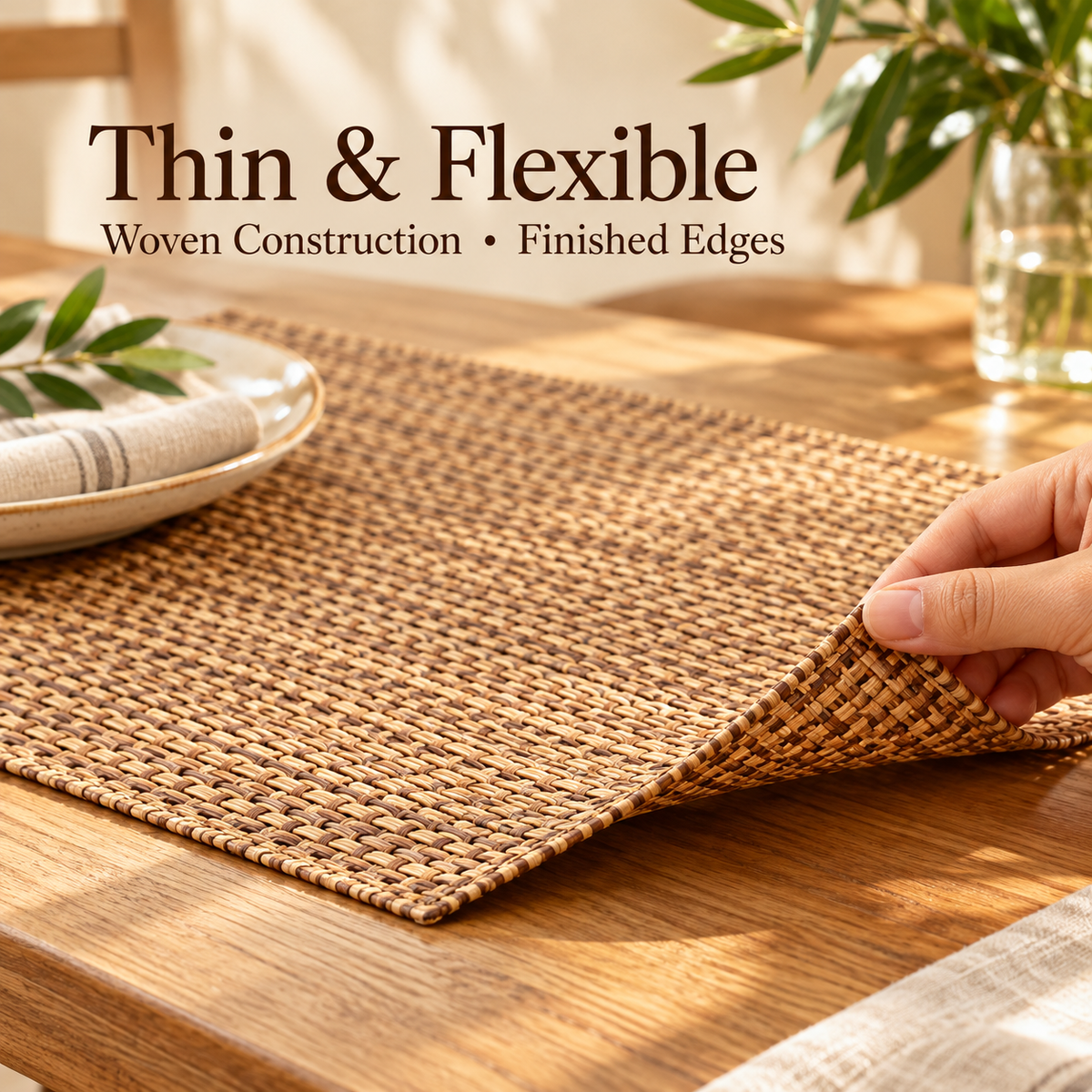 Bamboo-Inspired Woven Vinyl Placemats