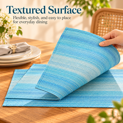 Blue Textured Woven Placemats
