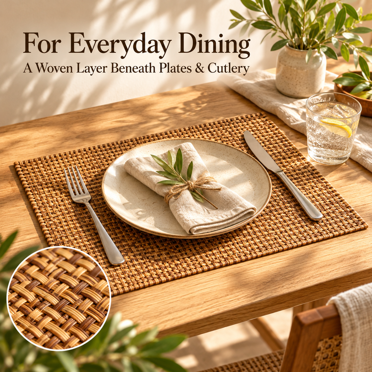 Bamboo-Inspired Woven Vinyl Placemats
