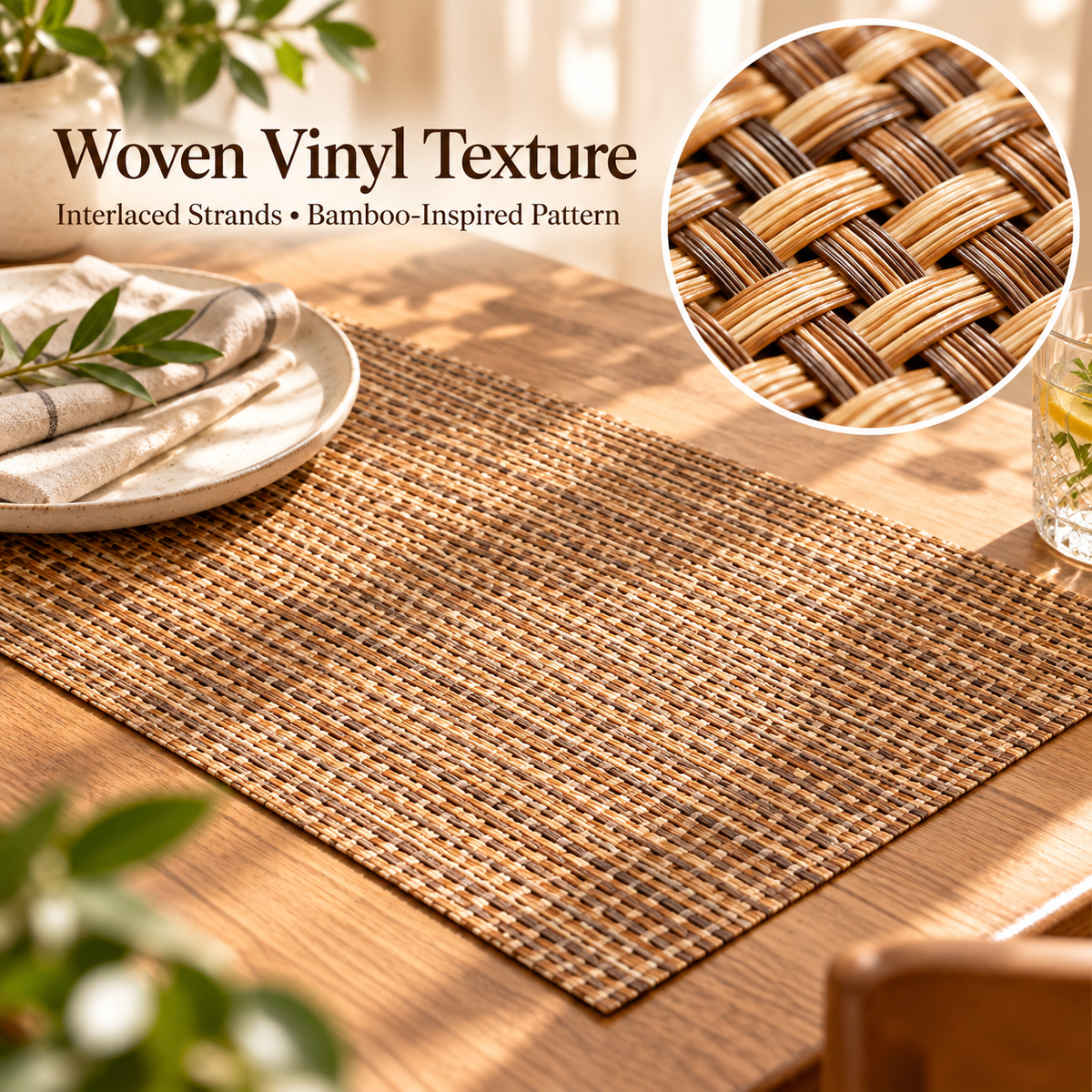 Bamboo-Inspired Woven Vinyl Placemats