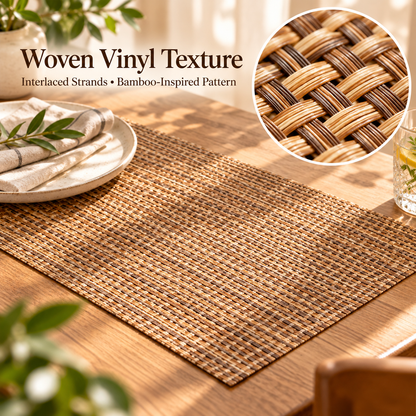 Bamboo-Inspired Woven Vinyl Placemats