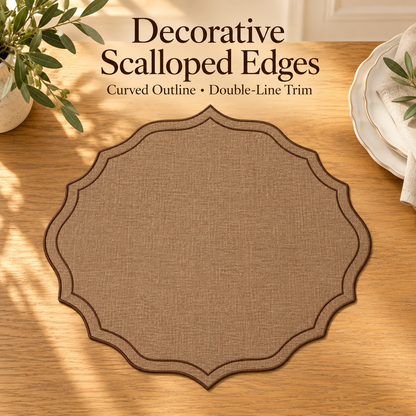 Vintage Brown Scalloped Edge Placemats
