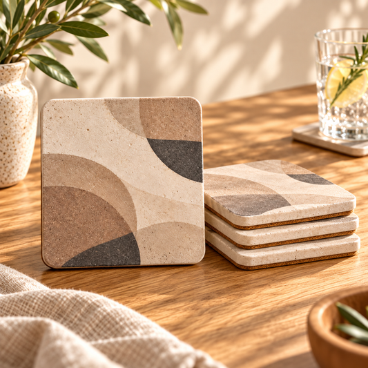 Abstract Geometric Stone Coasters