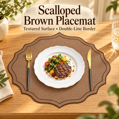 Vintage Brown Scalloped Edge Placemats