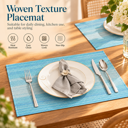 Blue Textured Woven Placemats