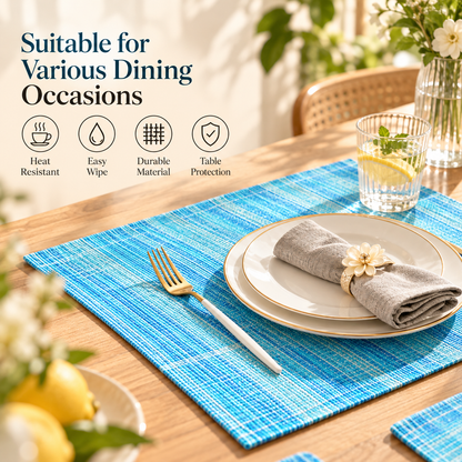 Blue Textured Woven Placemats